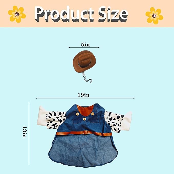 OBILAN Porch Goose Outfits, Western Cowboy Goose Outfits, and Cute Goose Clothes fit Large 23" H Statues for Outdoor Garden and Yard Decoration(Blue Denim)