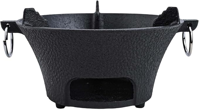 Cast Iron Charcoal Stove, Thick Base for Even Heat, Portable Korean BBQ Grill for Camping and Outdoor Picnics(19.5cm)