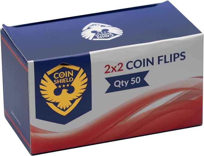 1000 Small Dollar 2x2 Cardboard Coin Flips with Mylar Windows Archival Safe