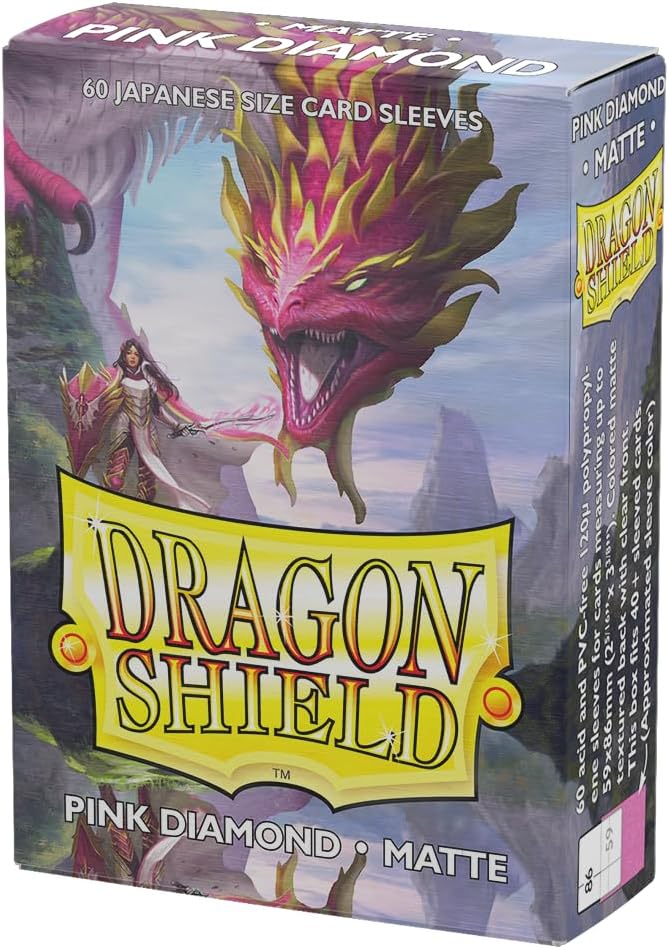 Dragon Shield | Japanese Size Card Matte Sleeves | 60 CT - Smooth & Tough Premium TCG Sleeves - Compatible with Yu-Gi-Oh, Naruto, Cardfight & Vanguard | Pink Diamond