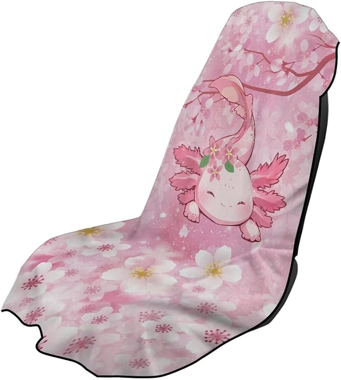 INSTANTARTS Cherry Blossom Axolotl Car Seat Cover Protector Sweat Towel Multi-Functional Car Towel