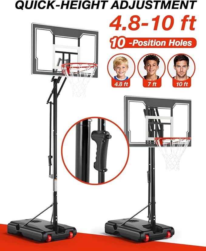 Basketball Hoop Outdoor with 33 Inch Shatterproof Backboard, Portable Basketball Goal System