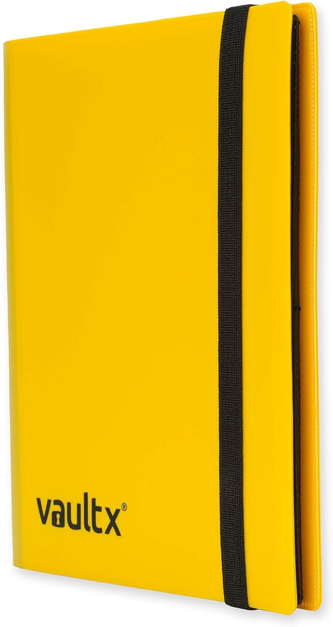 Vault X 4 Pocket Standard Strap Binder, Holds 160 Trading Cards in 20 Side-Loading Pages (Yellow)