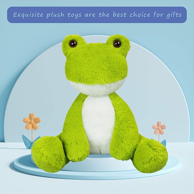 Fruit Green Plush Frog Stuffed Animal Toy, Soft Cuddly Plushie Hugger Toy for Boys & Girls, Gifts for Kids or Girlfriend, 8.5 Inches