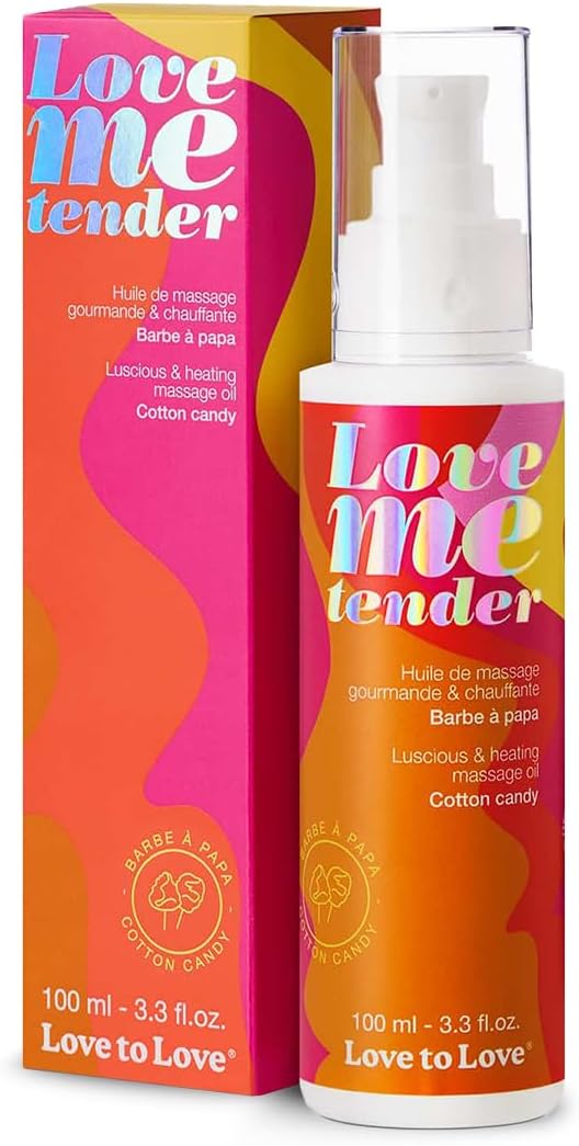 Love Me Tender Cotton Candy Warming Massage Oil, Hydrating and Luscious, Kissable Flavored Intimate Oil for Couples, Sensual Massage, Romantic Date Night, Essential Intimacy Items 3.3 fl oz