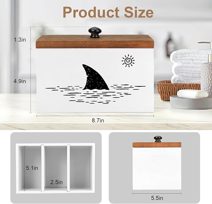 Tampon Holder for Bathroom,White Feminine Product Organizer,Girl Stuff Box for Bathroom,Pad and Tampon Organizer for Bathroom,Pad Holder for Bathroom,Shark Week Bathroom Organizer,Bathroom Accessories