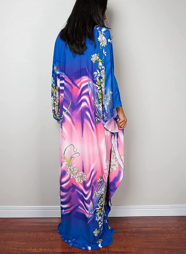 Venasha Womens Caftan Floral Print Kaftan Dress Short Sleeve Swimsuit Cover up Loungewear for Summer