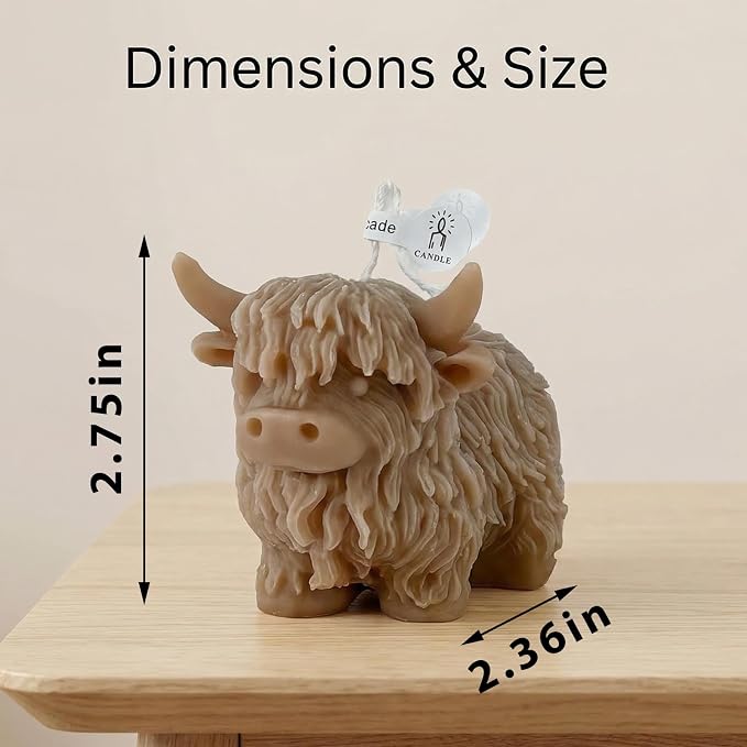 Highland Cattle Candles for Home Scented, Aromatherapy Calf Candle with Crystals for Bedroom Decorations