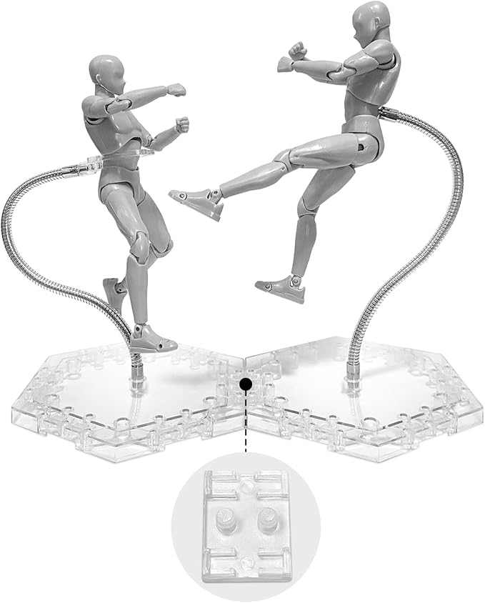 Action Base Display stand ,Doll Model Support Stand Compatible with 6-inch Action Figures HG RG SHF 1/144 Gundam Model Toys（2PCS Clear）