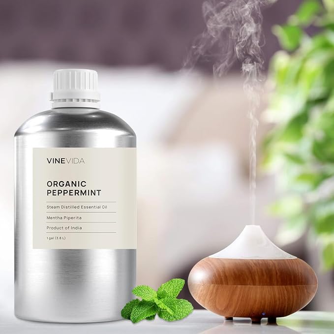 VINEVIDA Organic Peppermint Essential Oil - Gallon Organic Peppermint Oil Undiluted - Bulk Gallon Essential Oil for Soap Making