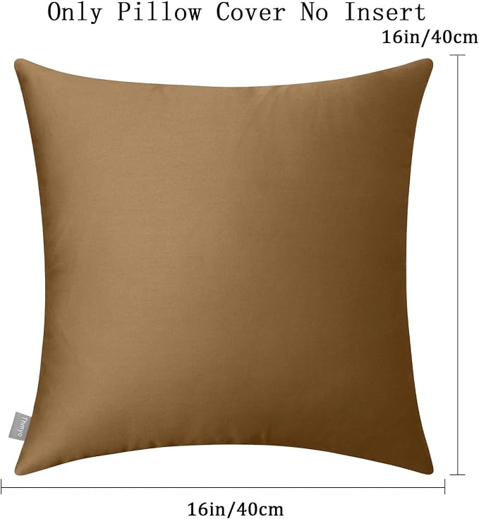 4-Pack 100% Cotton Comfortable Solid Decorative Throw Pillow Case,Thmyo Square Cushion Cover Pillowcase Sublimation Blank Pillow Covers DIY Throw Pillowcase for Sofa(16x16 inch/ 40x40cm,Light Coffee)