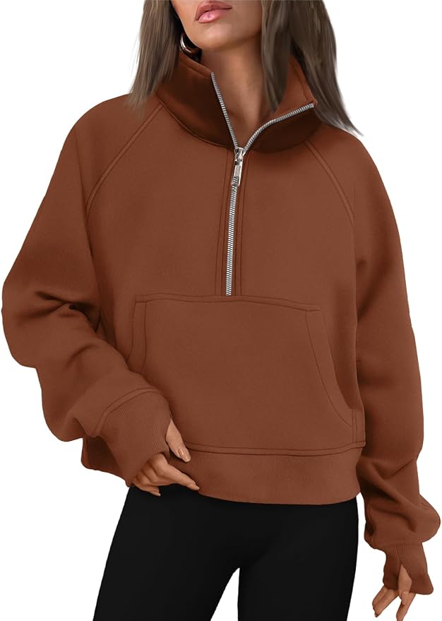 AUTOMET Womens Sweatshirts Half Zip Fleece Pullover Fall Outfits | Fall Fashion Clothes 2026,Cropped Sweatshirts,Cute Y2k Tops,Quarter Zipper Sweater,Winter Loungwear Outfits