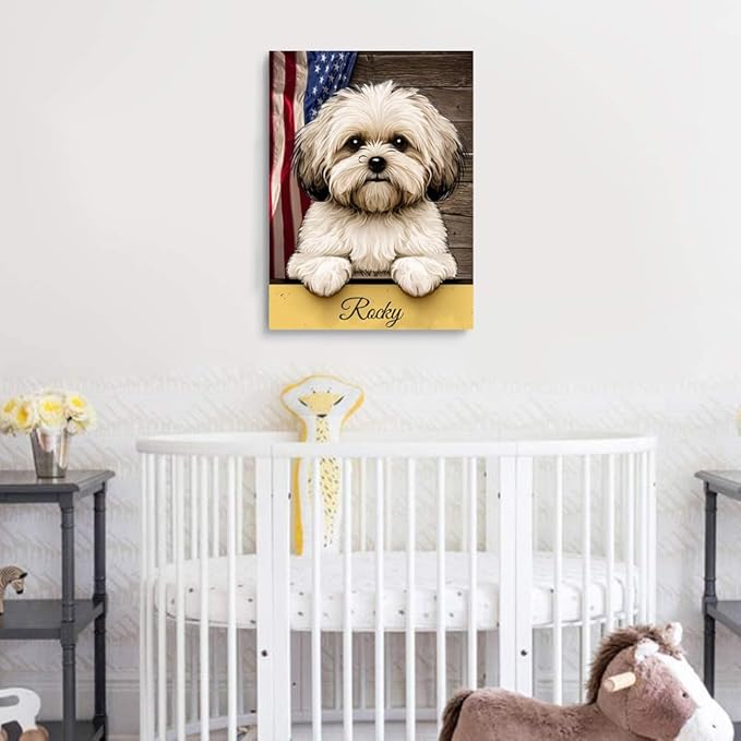 Custom Wooden Jigsaw Puzzles with Your Dog's Name on Bolonka Zwetna Art Print - 300 500 1000PCS Puzzles Game and Home Wall Decor