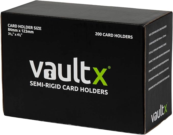 Vault X Semi-Rigid Trading Card Holders (200 Pack), Hard Sleeves for Trading Card Grading Submissions, Card Protectors