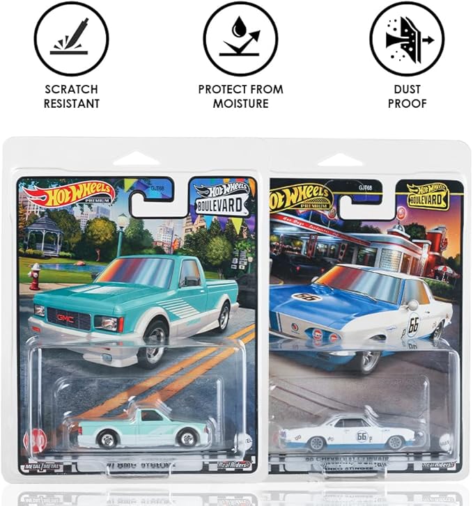 15 Pack Clear Clamshell Protector Case Compatible with Hot Wheels Premium, 0.6mm Thick PET Vehicle Blister Pack Cover Cases for Storage and Display (15)