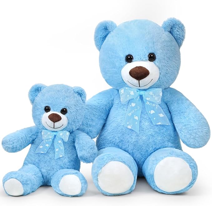 Teddy Bear Stuffed Animal 24'' Small Teddy Bear Plush Toy Gift for Valentine Christmas Birthday Blue