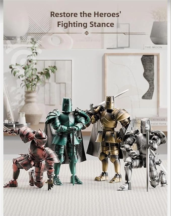 Medieval Action Figures,Knight Armor Action Figure,Multi-Jointed Movable Robot Mannequin T13,Dummy 13 Action Figure(Assembly Required) (C-Red)