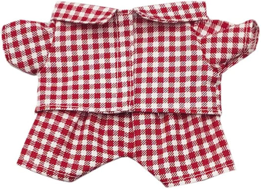 niannyyhouse 10cm 15cm 20cm Plush Doll Clothes Shirt Pants Multi-Color Plaid Pajama Set Doll Dressup (Red, 10cm)