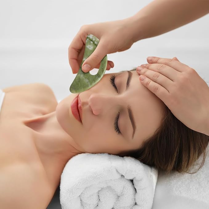 Beaupretty Gua Sha Tool for Face and Neck Handheld Scraping Massage Tool for Facial Massage Eyes Jaw Line Muscle Relief Polished Manual Massager 4.33 Inch Portable Board