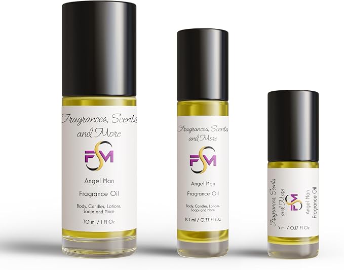 Angel Man Perfume/Body Oil - 3 Bottles 1 Fl Oz Glass Roll On (30ml)