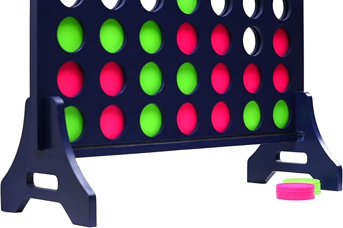 Tailgating Pros Premium Navy Giant Four in a Row with Carrying Case - Jumbo Oversized Outdoor Yard Game - Connect Multiple Pucks in a Row to Win - Many Puck Colors Available!