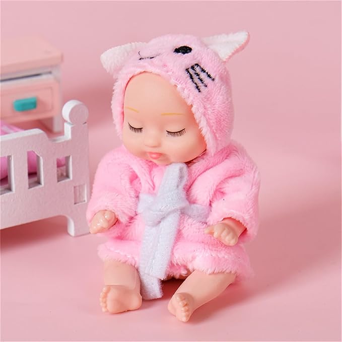 6 Pcs 4.3 Inch Mini Baby Dolls Set with Cute Small Baby Doll Clothes, Child-Safe Role Play Toys for Toddlers Girls Boys Kids 3+ Christmas Birthday Gift Sets