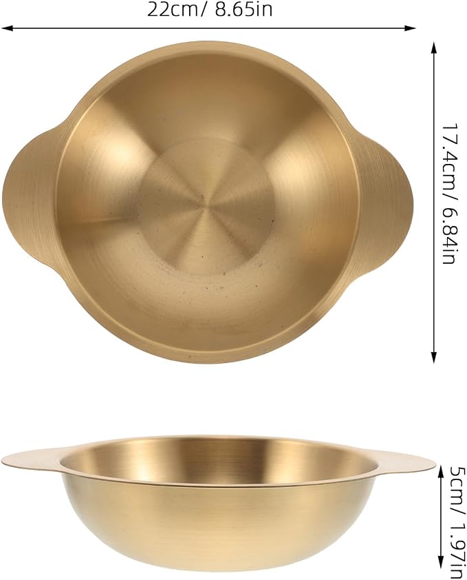 COLLBATH Stainless Steel Noodle Pot 6.85 Inch Korean Ramen Pot with Handle for Meal Prep, Bowl for Storing Pasta, Rice, and Salad, Easy Cleaning (Golden)