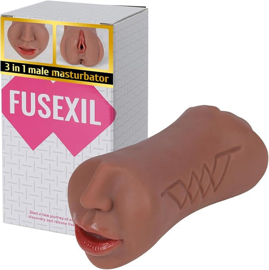 Male Masturbator Adult Mouth Sex Toys 3in1 Sex Doll Men Masturbation Brown