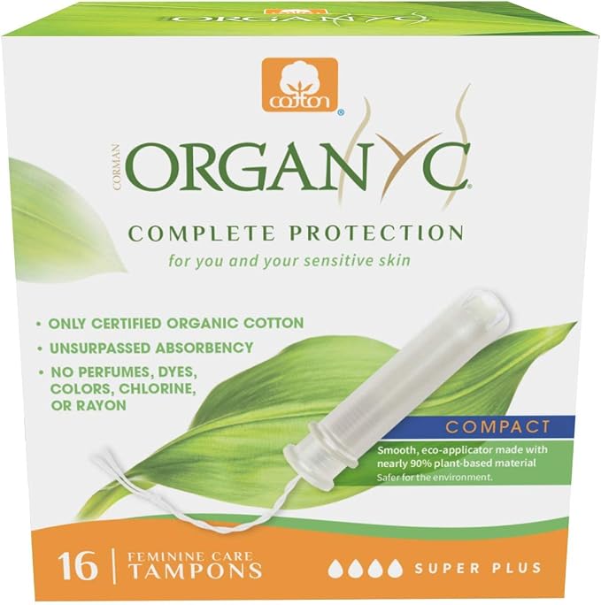Organyc 100% Certified Organic Cotton Tampons, No Applicator, Free from Chlorine, Perfumes, Rayon, and Chemicals, Super + Super Plus, (32 Count)
