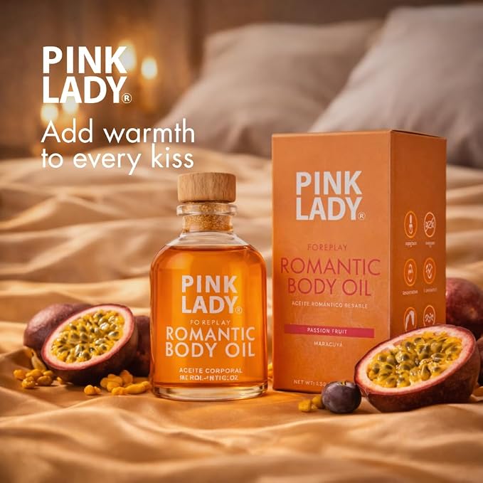 Romantic Body Oil Passion Fruit - 1.90 fl oz / 56 ml - Kissable Warming Body Treat for Foreplay Fun, Water Based (Passion Fruit)
