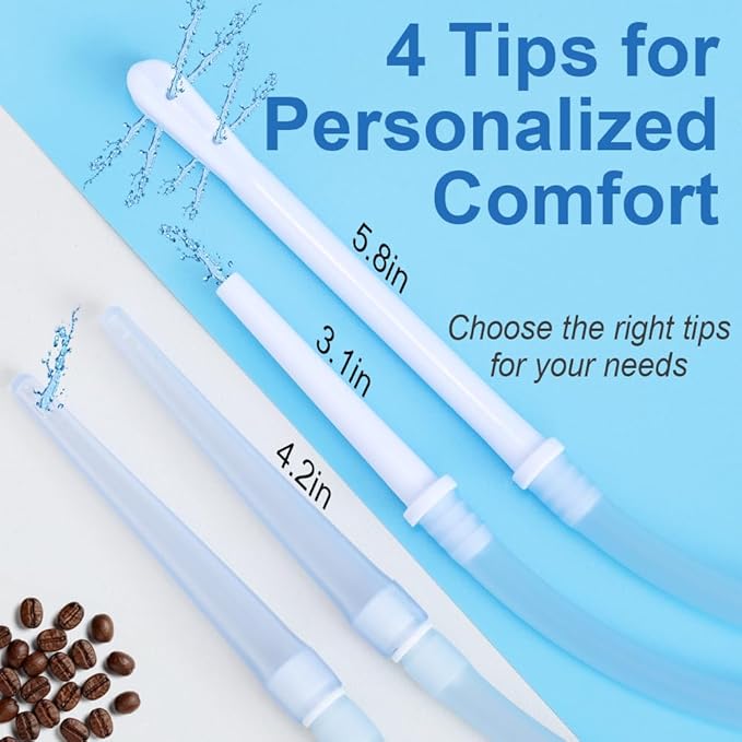 Enema Bag Kit for Women & Men, Colon Cleanse Enema Bag 2L with 4 Tips & Flow Control Clamp, 5ft Hose, Hook, Storage Bag