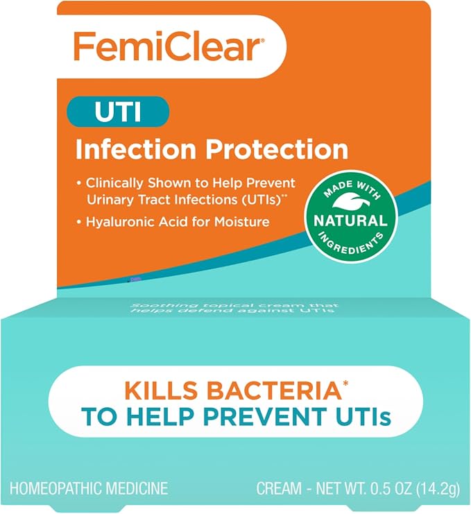 FemiClear UTI Infection Protection Vulva Cream, 0.5 Oz | Helps Protect Against Urinary Tract Infections, Balancing, Moisturizing & Hydrating Care, Natural & Organic Ingredients