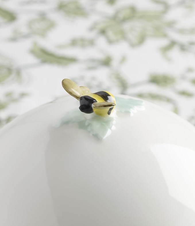 Lenox Home And Kitchen, Butterfly Meadow Beehive Covered Butter Dish, Porcelain Material, Butter Dish With Lid For Countertop, Kitchen Decor And Accessories, Butterfly And Flowers (White, 1 Piece)