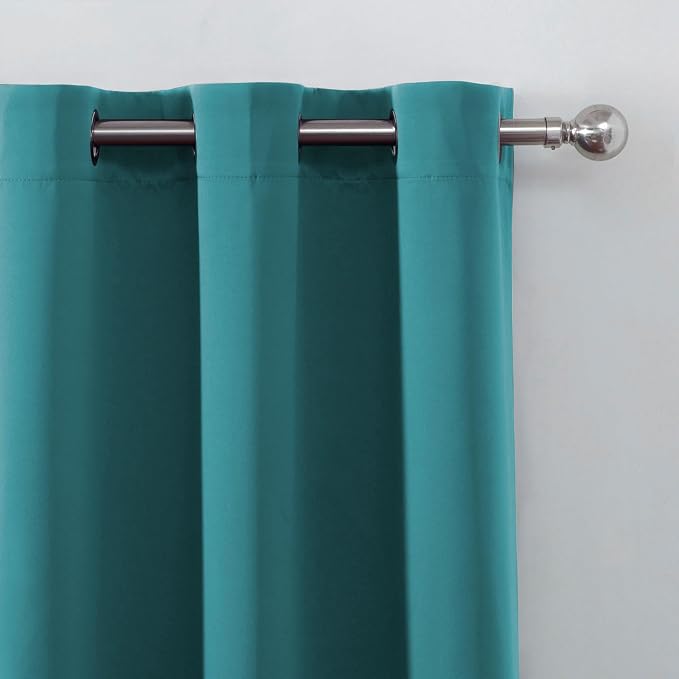 LEMOMO Sea Teal Blackout Curtains 34 x 63 Inch Length/Set of 2 Curtain Panels/Thermal Insulated Room Darkening Blackout Curtains for Bedroom