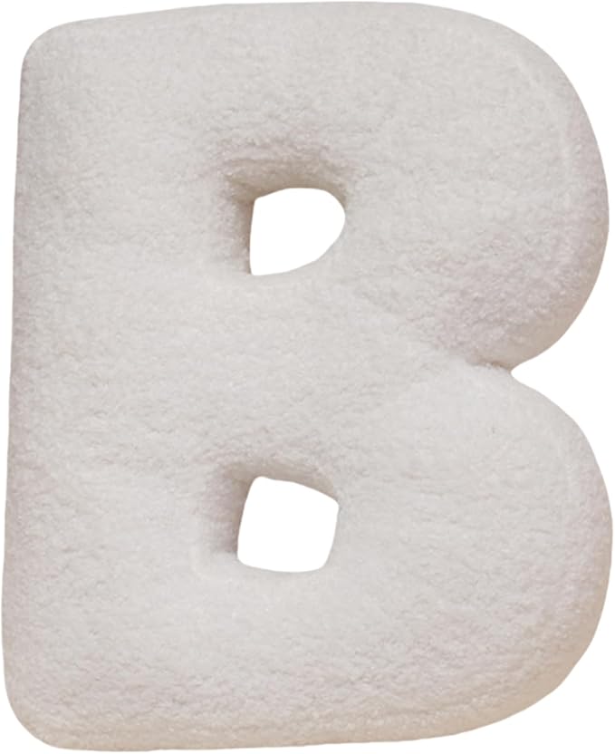 MOJUN Letter Plush Pillow, Soft Sofa Cushion Nursery Decor Kids Room Throw Pillow Cute A to Z Initial Letter Pillow Alphabet Cushion for Sofa Couch Living Room Bed Car Decoration, B