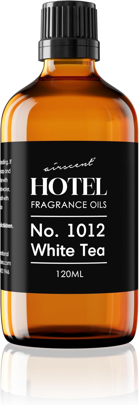 AirScent Hotel Diffuser Oil No. 1012 - The White Tea Hotel Scent - 120 mL | Premium Fragrance Oil for Ultrasonic and Waterless Diffusers and Crafting - 4 fl oz Dropper Bottle - Hotel Scent Dupe