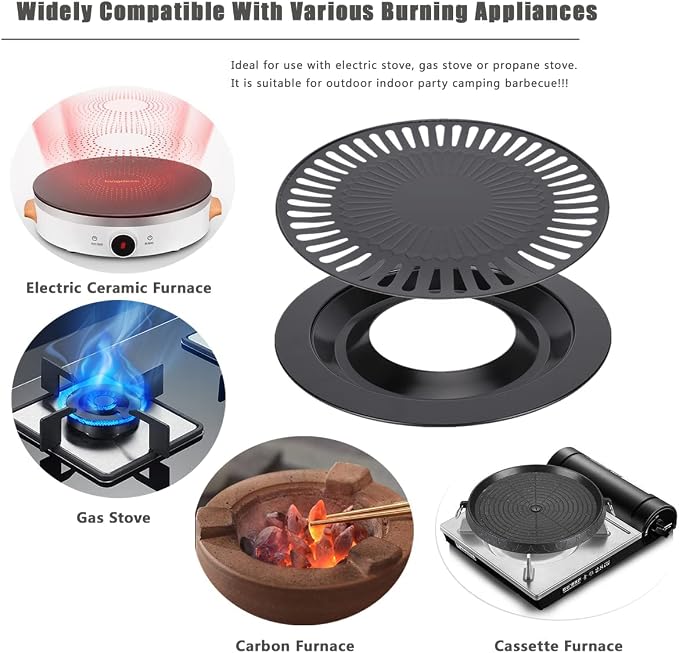 Korean BBQ Grill Pan Non stick Barbecue Plate for Indoor Outdoor Grilling, Bakeware for Home Camping