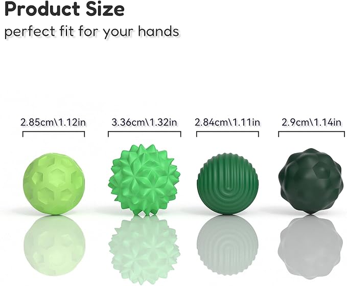 Large Magnetic Sensory Fidget Ball Toy, 4Pcs Silicone Sensory Stress Relief Toys for Adults, Teens with Autism, ADHD, Anxiety, Stocking Stuffers for Women Men Teen Gift (Green-4, Large)
