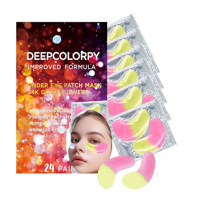 Under Eye Patches for Dark Circles Puffy Eyes 24 Pairs Collagen Eye Bags Travel Eye Masks, Stocking Stuffers for Christmast Bulk Gifts for Women Men and Teen Girls Hangover Kit supplies(Gold Pink)