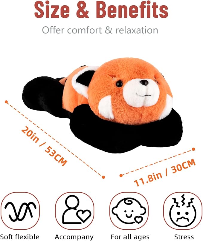 Niuniu Daddy 20" | 3.3 Pound Red Panda Weighted Stuffed Animals Plush Toy, Small Pillowfort Weighted Plush Animals for Kids Adults, Heavy Beads Body Stuffed Animal Pillow for Gift Birthday Christmas