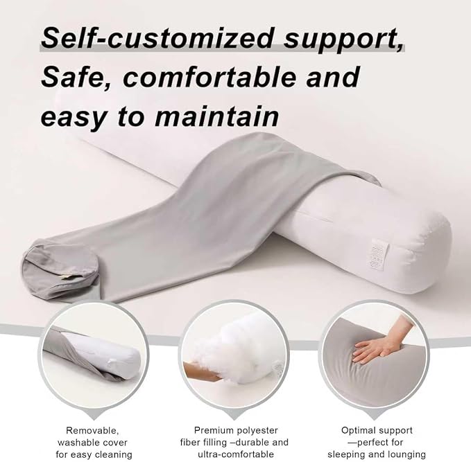 Body Pillow for Adults,Long Round Pillow,Big Cylindrical Pillow,Large Full Bolster Pillows for Side Sleepers (Zinc Gray, 59"*7.87")