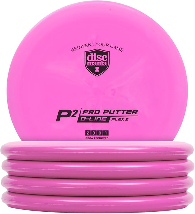 Discmania Flex 2 D-Line Putter Pack | Beginner Disc Golf Putter Set | Grippy Base Plastic | Straight Flight & Comfortable Grip | Perfect for Practice Putting | Colors May Vary