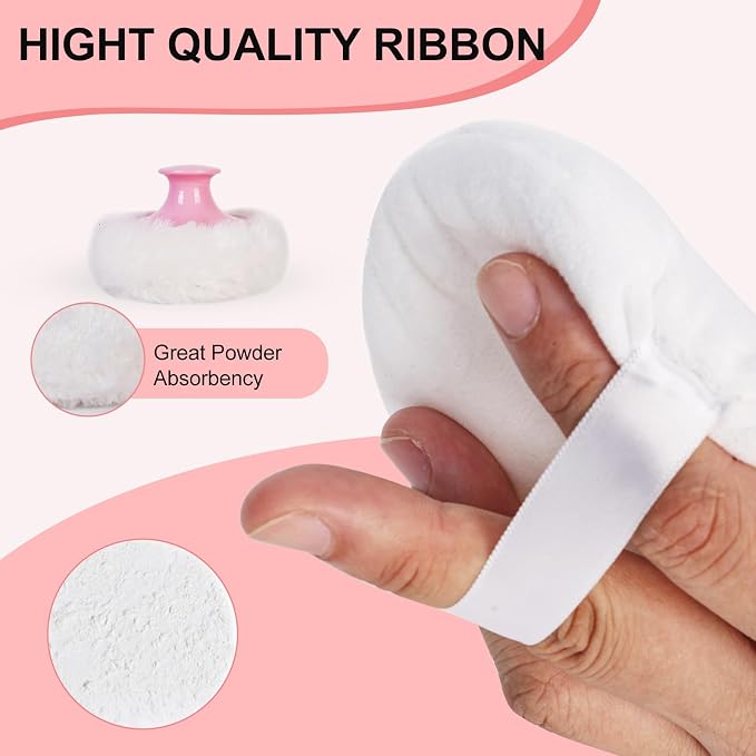 LAKIRA Extra Large Body Powder Puff and Container, 5.35" Body Container with 3.93" Powder Puff, for Baby Women's Loose Dusting Powder (5.35" Pure)