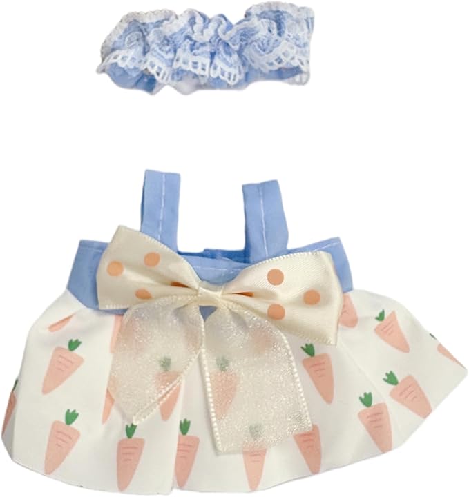17cm Lebubu Dolls Clothes Dresses, Labooboo Bulk Doll Clothing Set, Lububu Designer Clothes Outfits for Plush Dolls 7 Inch, Yellow Dresses, White Dress