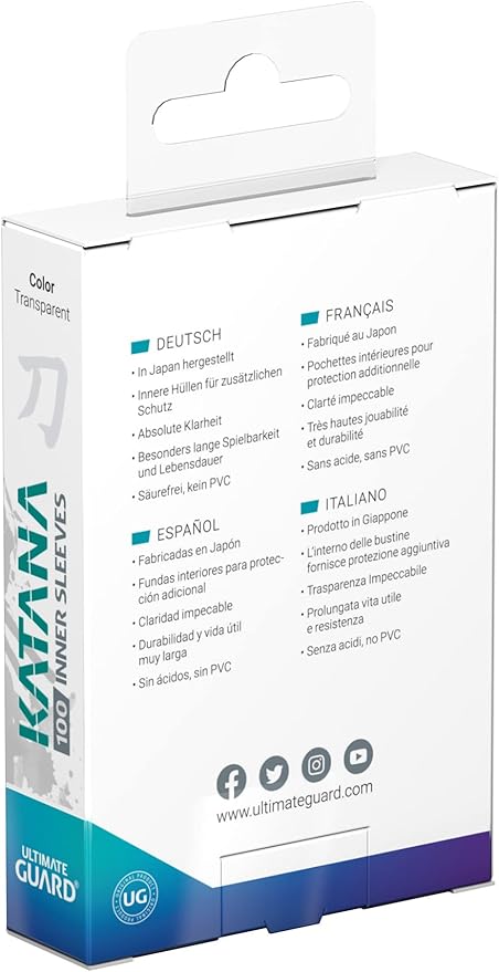 Ultimate Guard Katana Inner Card Sleeves, 100 Standard Size TCG Sleeves, 64 x 89mm, Clear, Tournament Sleeves, No PVC & Acid-Free, Optimal Double-Sleeving