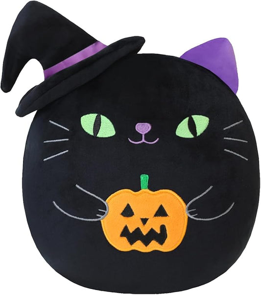 Halloween Cat Stuffed Animal Toy Cute Witch with Pumpkin Stuffed Plush Home Decor Halloween Party Gifts for Kids Girls and Boys（Witch Pumpkin Cat, 10 Inch）