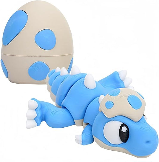 3D Printed Exquisite Dinosaur Egg Toy Model, Fully Articulated 3D Printed Toy. (Blue)