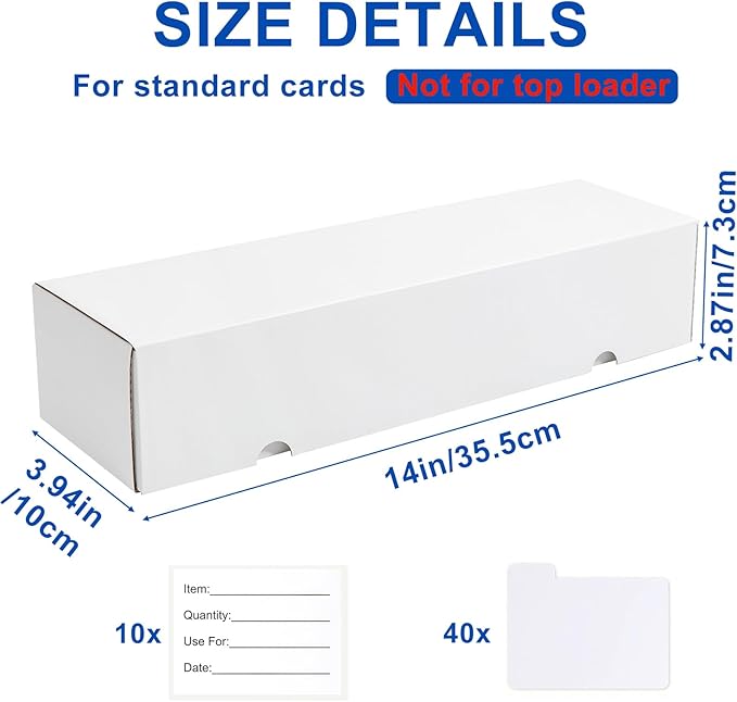 QINGUANG Trading Card Storage Box | 10 Pack • 1100 Count Bulk Card Storage Box | with Dividers | White Corrugated Cardboard Sport Card Organizer for Basketball Card/MTG/TCG/Magic Collection
