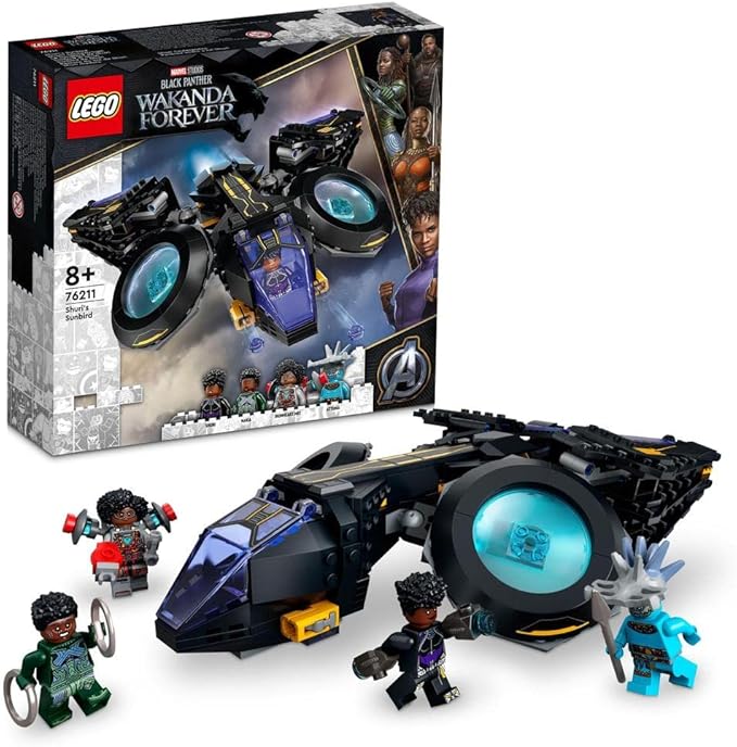 Lego 76211 Marvel Shuris Sunbird, Black Panther Building Toy, Airship for Children, Wakanda Forever Set, Avengers Superhero Gift