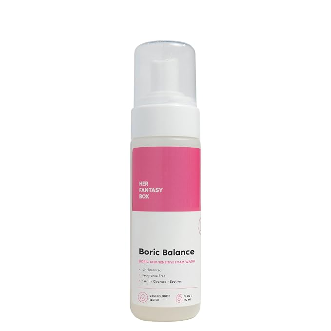 Her Fantasy Box | Boric Balance Yoni Foam Wash - Naturally Safe, pH-Balancing, Gentle Cleansing Formula for Daily Care, Odor Control, and Feminine Hygiene, 6 oz